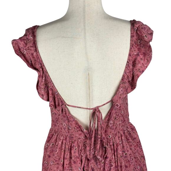 MADEWELL RUFFLE V-NECK FLORAL MINI DRESS IN VINTAGE PINK NWT WOMEN'S SIZE 10 - Picture 9 of 16